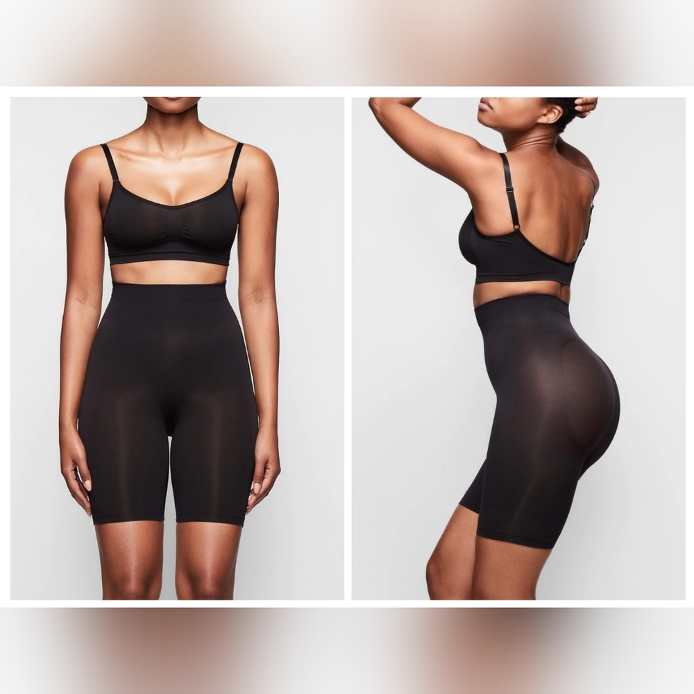 SKIMS SCULPTING SHORT MID THIGH W/ OPEN GUSSET/NWOT/ONYX/S/M
